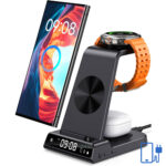 3-in-1 Wireless Charging Station with Digital Clock